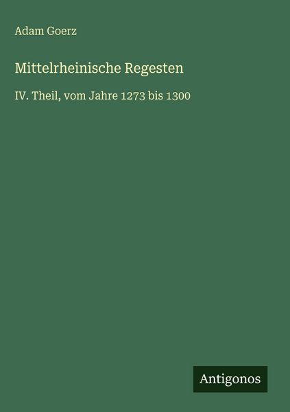 Produktbild: Mittelrheinische Regesten