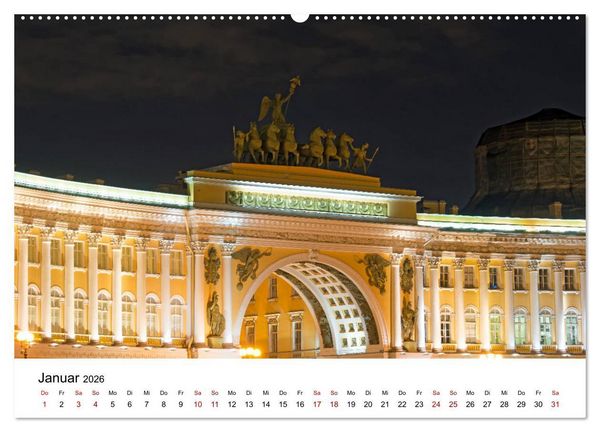 Produktbild: St. Petersburg bei Nacht (hochwertiger Premium Wandkalender 2026 DIN A2 quer), Kunstdruck in Hochglanz