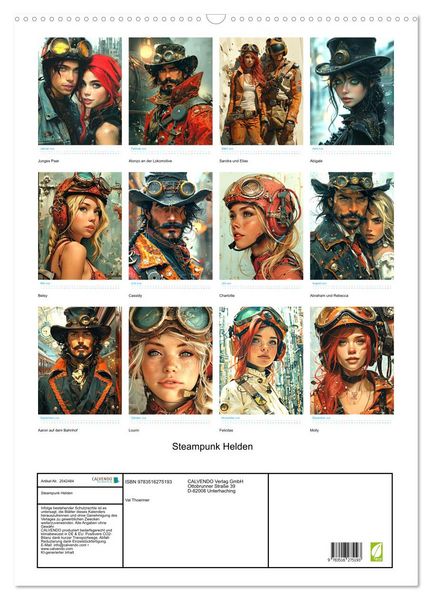 Produktbild: Steampunk Helden (Wandkalender 2026 DIN A2 hoch), CALVENDO Monatskalender
