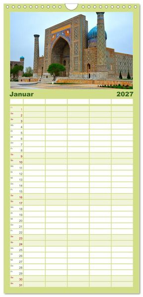 Produktbild: Familienplaner 2027 - Usbekistan, Perlen der Seidenstra&szlig;e mit 5 Spalten (Wandkalender, 21 x 45 cm) CALVENDO