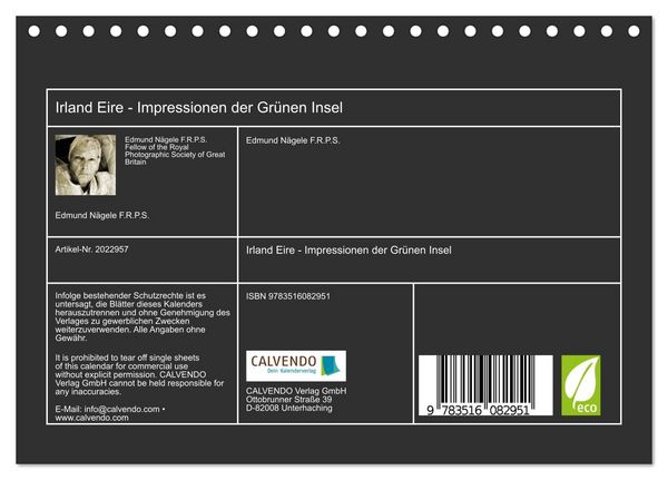 Produktbild: Irland Eire - Impressionen der Gr&uuml;nen Insel (Tischkalender 2026 DIN A5 quer), CALVENDO Monatskalender