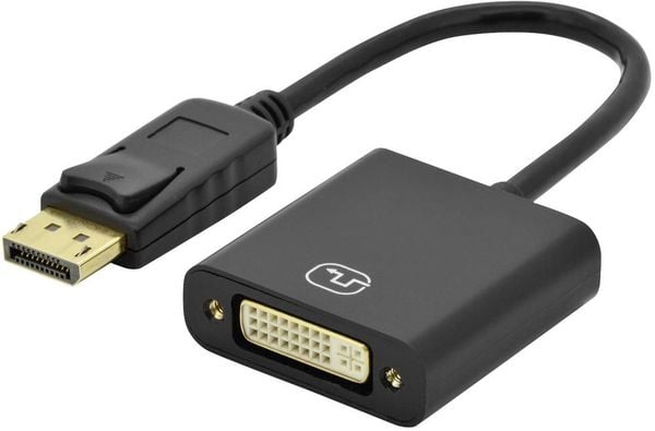 Digitus AK-340401-001-S DisplayPort / DVI Adapter [1x DisplayPort Stecker - 1x DVI-Buchse 24+5pol.] Schwarz  15.00 cm