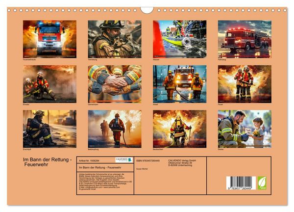 Produktbild: Im Bann der Rettung - Feuerwehr (Wandkalender 2026 DIN A3 quer), CALVENDO Monatskalender
