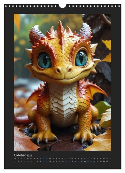 Produktbild: Verzauberte Drachen: Ein Jahr voll kleiner Wunder! (Wandkalender 2026 DIN A3 hoch), CALVENDO Monatskalender