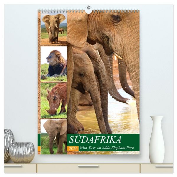 SÜDAFRIKA Wild-Tiere im Addo Elephant Park (hochwertiger Premium Wandkalender 2026 DIN A2 hoch), Kunstdruck in Hochglanz