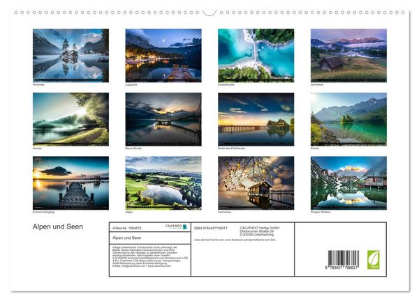 Produktbild: Alpen und Seen (hochwertiger Premium Wandkalender 2026 DIN A2 quer), Kunstdruck in Hochglanz