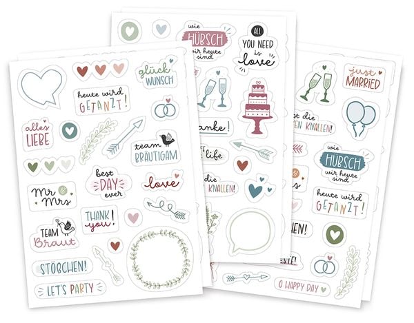 Produktbild: Brunnen Sticker-Set Hochzeit