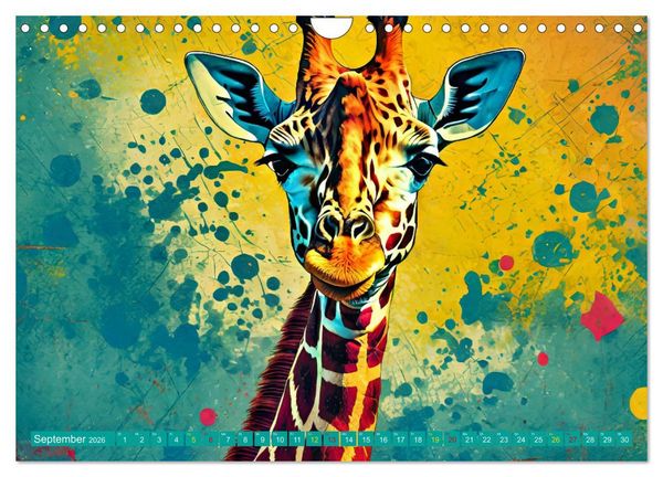 Produktbild: GIRAFFEN - Modern Art (Wandkalender 2026 DIN A4 quer), CALVENDO Monatskalender