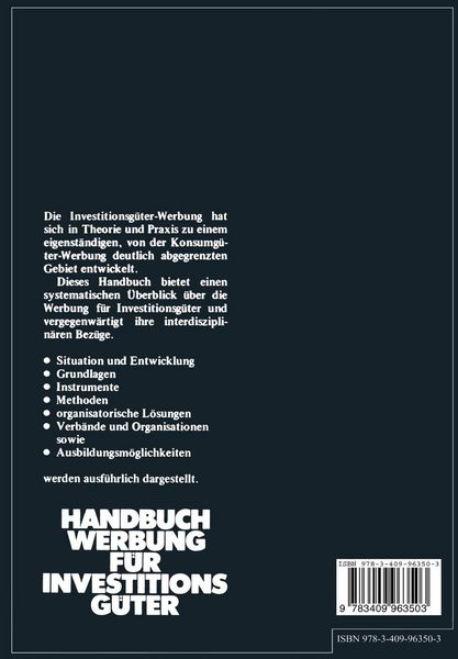 Produktbild: Handbuch Werbung f&uuml;r Investitionsg&uuml;ter