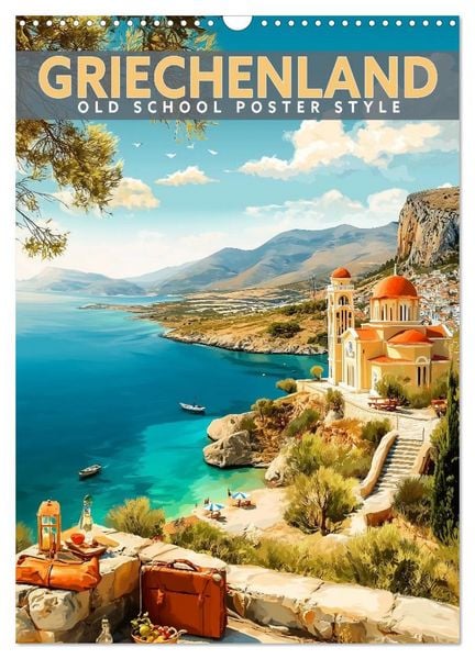 Produktbild: Griechenland - Old School Poster Style (Wandkalender 2027 DIN A3 hoch), CALVENDO Monatskalender