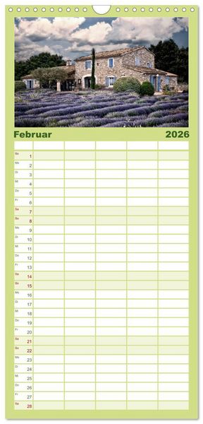 Produktbild: Familienplaner 2026 - Provence romantique mit 5 Spalten (Wandkalender, 21 x 45 cm) CALVENDO