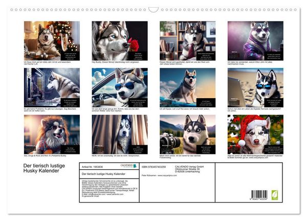 Produktbild: Der tierisch lustige Husky Kalender (Wandkalender 2026 DIN A2 quer), CALVENDO Monatskalender