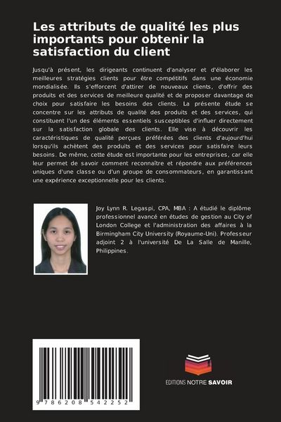 Produktbild: Les attributs de qualit&eacute; les plus importants pour obtenir la satisfaction du client