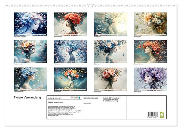 Produktbild: Florale Verwandlung (Wandkalender 2026 DIN A2 quer), CALVENDO Monatskalender