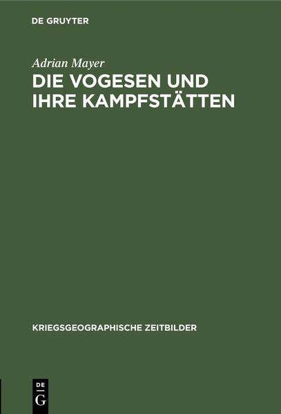 Produktbild: Die Vogesen und ihre Kampfst&auml;tten