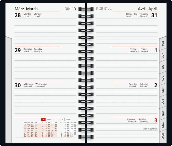 Produktbild: rido/id&eacute; 7017809907 Taschenkalender Mod. Taschenplaner int. 2027 A6, Kunstleder, schwarz