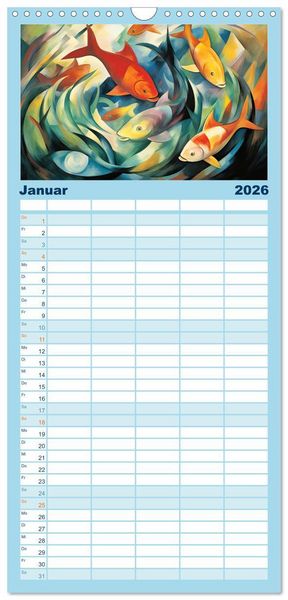 Produktbild: Familienplaner 2026 - Unterwasserwelt, bunt und wundersch&ouml;n mit 5 Spalten (Wandkalender, 21 x 45 cm) CALVENDO