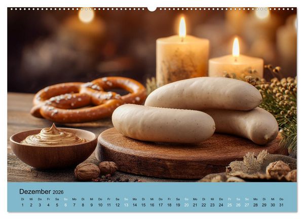 Produktbild: Bayrische Wei&szlig;wurst - Traditioneller K&uuml;chenkalender f&uuml;r Genie&szlig;er (Wandkalender 2026 DIN A2 quer), CALVENDO Monatskalender