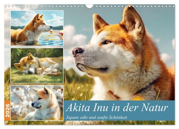 Produktbild: Akita Inu in der Natur. Japans edle und sanfte Sch&ouml;nheit (Wandkalender 2026 DIN A3 quer), CALVENDO Monatskalender