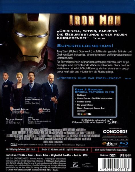 Iron Man (Ungeschnittene US-Kino-Version) Blu-ray