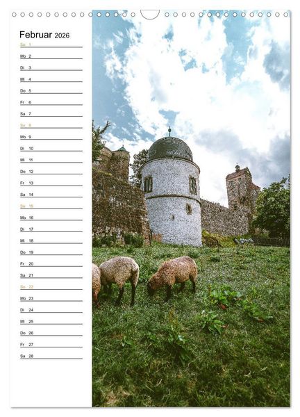 Produktbild: Sachsens Burgen und Schl&ouml;sser - Beschreibbarer Kalender mit Ortsangaben (Wandkalender 2026 DIN A3 hoch), CALVENDO Monatskalender