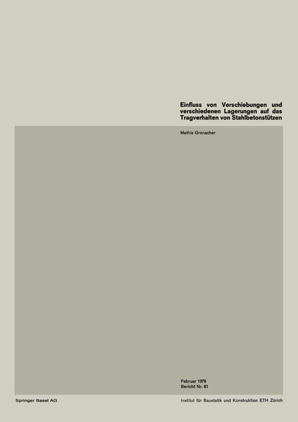 Produktbild: Einfluss von Verschiebungen und verschiedenen Lagerungen auf das Tragverhalten von Stahlbetonst&uuml;tzen