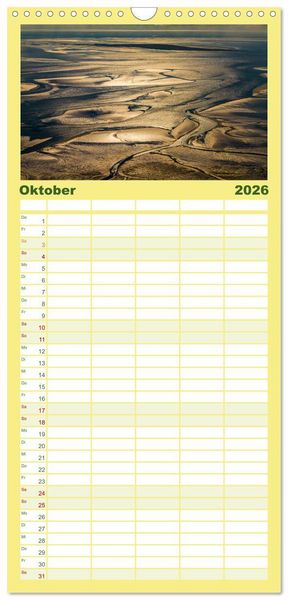 Produktbild: Familienplaner 2026 - Das Wattenmeer aus der Vogelperspektive mit 5 Spalten (Wandkalender, 21 x 45 cm) CALVENDO