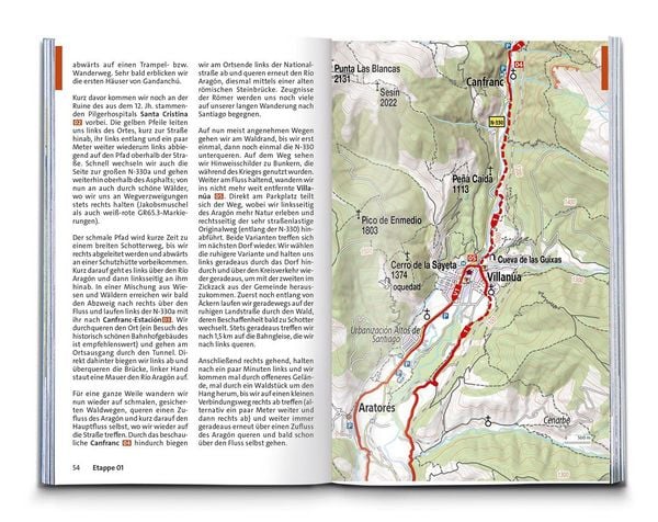 Produktbild: KOMPASS Wanderf&uuml;hrer Jakobsweg Spanien, Camino Franc&eacute;s. Von den Pyren&auml;en nach Santiago de Compostela und Fisterra, 46 Etappen mit Extra-Tourenkarte