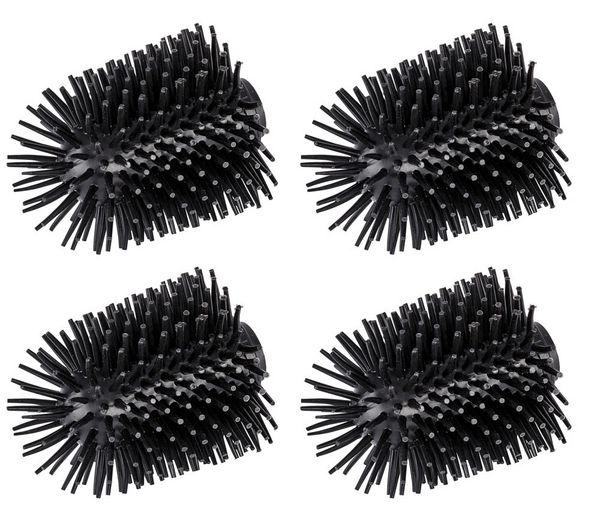 Ersatzbürste WC-Garnitur 4er, schwarz, Silikon, Ø7,5x9,3 cm, anti-haft wirkung für leichtes reinigen