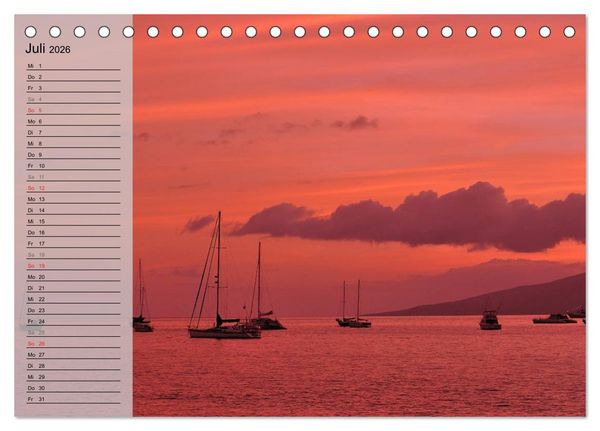 Produktbild: Land of Aloha - Hawaii Monatsplaner (Tischkalender 2026 DIN A5 quer), CALVENDO Monatskalender