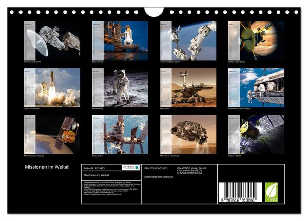 Produktbild: Missionen im Weltall (Wandkalender 2026 DIN A4 quer), CALVENDO Monatskalender