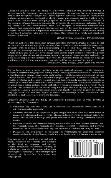 Produktbild: Discourse Analysis and the Study of Classroom Language and Literacy Events