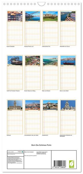 Produktbild: Familienplaner 2026 - Bom Dia Sch&ouml;nes Porto mit 5 Spalten (Wandkalender, 21 x 45 cm) CALVENDO
