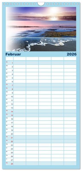 Produktbild: Familienplaner 2026 - K&uuml;stenstreifen an der Nordsee mit 5 Spalten (Wandkalender, 21 x 45 cm) CALVENDO