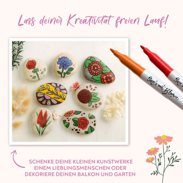 Produktbild: Kreativ-Set: Sag's mit Blumen - Florale Botschaften auf Steinen. Mit Anleitungsbuch und Material