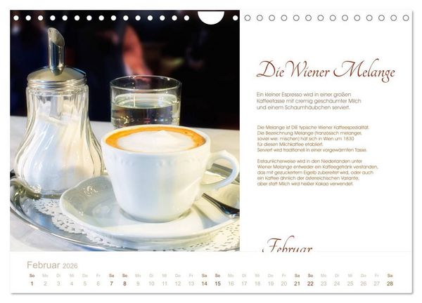 Produktbild: Wiener Kaffeerezepte (Wandkalender 2026 DIN A4 quer), CALVENDO Monatskalender