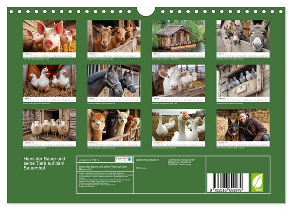 Produktbild: Hans der Bauer und seine Tiere auf dem Bauernhof (Wandkalender 2026 DIN A4 quer), CALVENDO Monatskalender