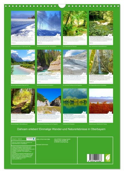 Produktbild: Dahoam erleben! Einmalige Wander-und Naturerlebnisse in Oberbayern (Wandkalender 2026 DIN A3 hoch), CALVENDO Monatskalender