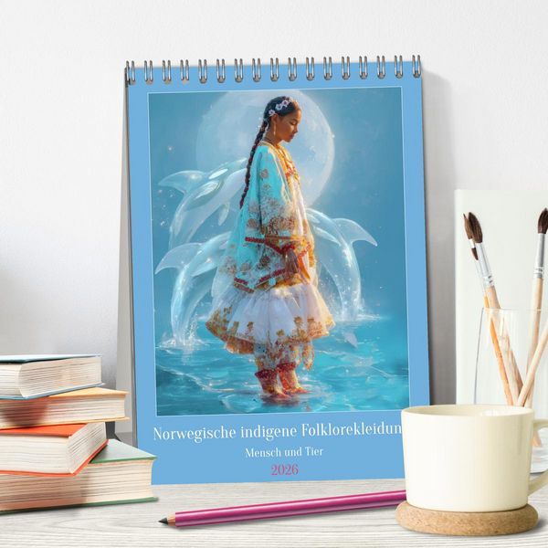 Produktbild: Norwegische indigene Folklorekleidung - Mensch und Tier (Tischkalender 2026 DIN A5 hoch), CALVENDO Monatskalender