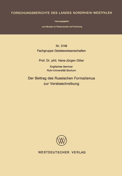 Produktbild: Der Beitrag des Russischen Formalismus zur Versbeschreibung