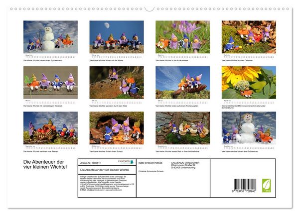 Produktbild: Die Abenteuer der vier kleinen Wichtel (hochwertiger Premium Wandkalender 2026 DIN A2 quer), Kunstdruck in Hochglanz