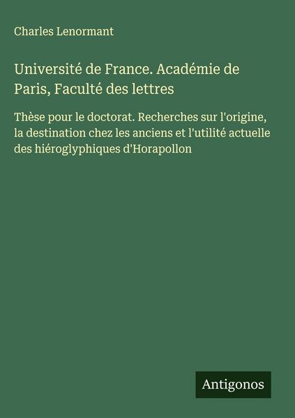 Produktbild: Universit&eacute; de France. Acad&eacute;mie de Paris, Facult&eacute; des lettres