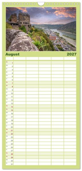 Produktbild: Familienplaner 2027 - Unterwegs - Rhein-Burgen-Weg mit 5 Spalten (Wandkalender, 21 x 45 cm) CALVENDO