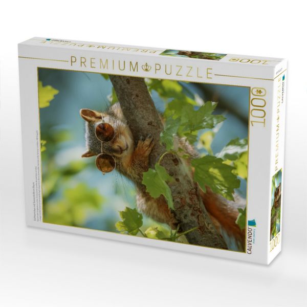 Produktbild: CALVENDO Puzzle Eichh&ouml;rnchen mit Sonnenbrille im Baum | 1000 Teile Lege-Gr&ouml;&szlig;e 64x48cm Foto-Puzzle f&uuml;r gl&uuml;ckliche Stunden