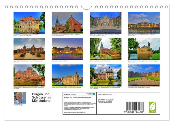 Produktbild: Burgen und Schl&ouml;sser im M&uuml;nsterland (Wandkalender 2026 DIN A4 quer), CALVENDO Monatskalender