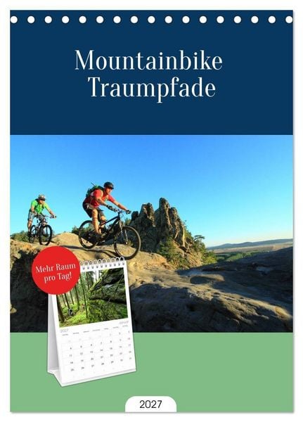 Produktbild: Tischplaner 2027 - Mountainbike Traumpfade (A5 Tischkalender zum Aufstellen) CALVENDO