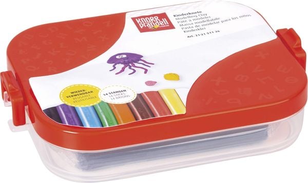 Produktbild: KNORR prandell Kinderknete Box Schule, 14 farbige Stangen in Frischhaltebox, 340g