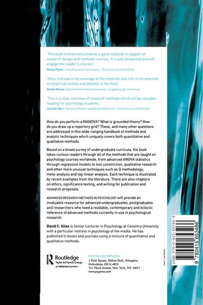 Produktbild: Advanced Research Methods in Psychology