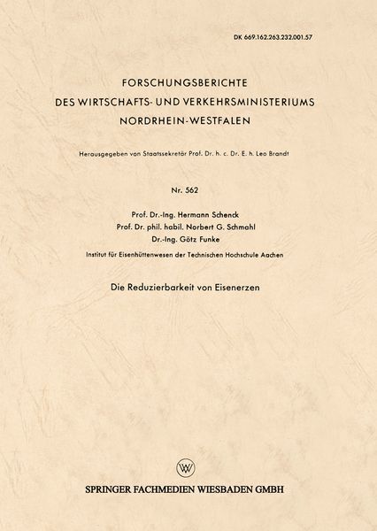 Produktbild: Die Reduzierbarkeit von Eisenerzen