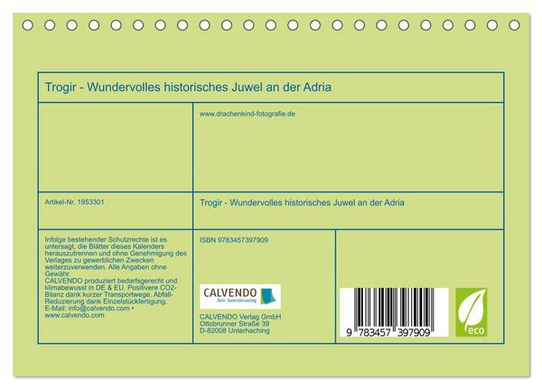 Produktbild: Trogir - Wundervolles historisches Juwel an der Adria (Tischkalender 2026 DIN A5 quer), CALVENDO Monatskalender